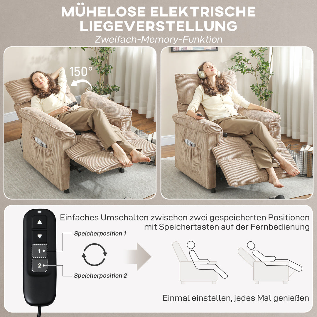 Massagestol med vibrationsfunktioner, varmefunktion, støjsvag motor, hukommelsesfunktion, stål, stofbetræk, brun