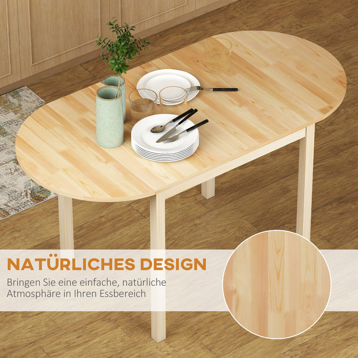 Træspisebord foldbart køkkenbord til 6 personer med kløverbladsdesign 140 x 70 x 75 cm naturtræ