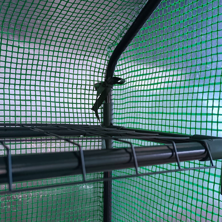 Plastikdrivhus, walk-in drivhus med 8 hylder, tomatdrivhus, drivhus, kold ramme med dør, grøn stål, pe-plast 244 x 180 x 210 cm
