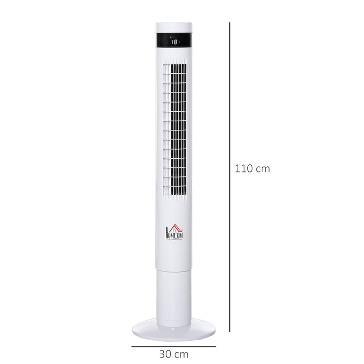 Tårnventilator, piedestalventilator med 3 hastighedsindstillinger, fjernbetjening, 50W ventilator med 12-timers timer, LCD-display, 85° oscillation, til soveværelser, hvid