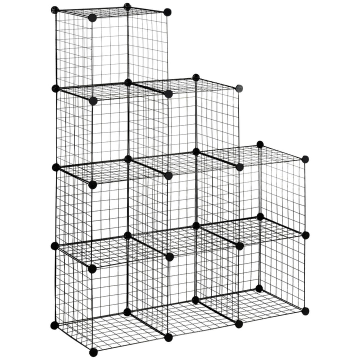 Reol, kubehylde, skohylde, 9 kuber, modulær konstruktion, stål, sort, 35 x 35 x 35 cm pr. kube