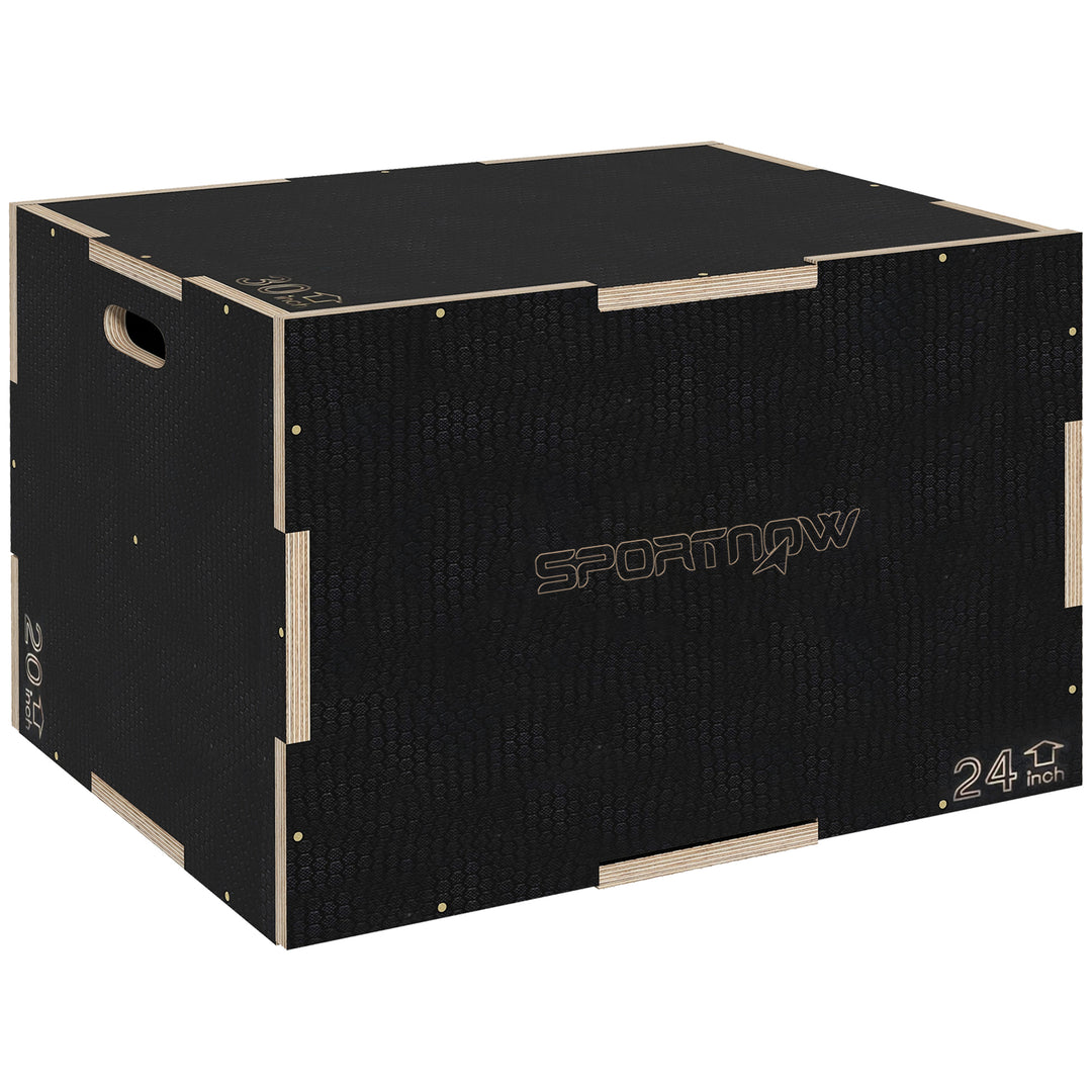 Plyo-boks/springboks, robust, 61 x 51 x 41 cm, sort, håndtag 10 x 3,5 cm, op til 120 kg