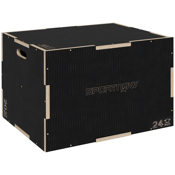 Plyo-boks/springboks, robust, 61 x 51 x 41 cm, sort, håndtag 10 x 3,5 cm, op til 120 kg