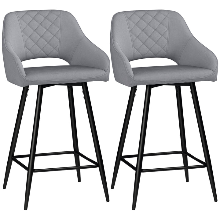 Sæt med 2 barstole i retrodesign, fløjlslook, inklusive fodstøtte 50 cm x 56 cm x 98 cm grå