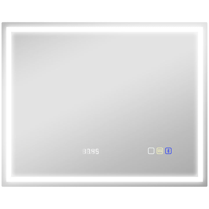 Badeværelsesspejl med belysning 100x80 cm LED spejlur sølv