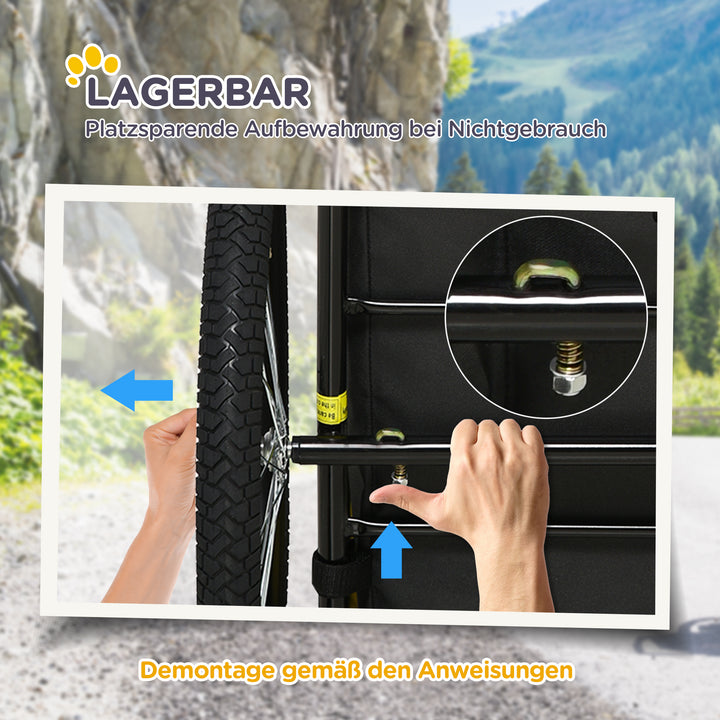 Hundetrailer, sammenklappelig cykeltrailer til hunde, vandafvisende, oxfordstof, metal, 140 x 71 x 83 cm, rød