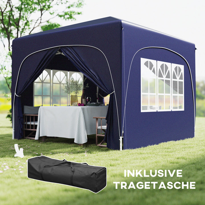 3 X 3 m pavillon, pop-up havetelt med sidevægge og bæretaske, upf 50+, højdejusterbar, sand