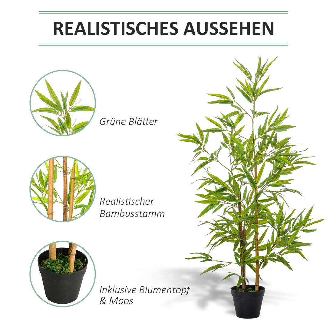 Kunstig bambus, kunstig plante, dekorativ plante med potte, kunstigt træ, trædekoration, 120 cm