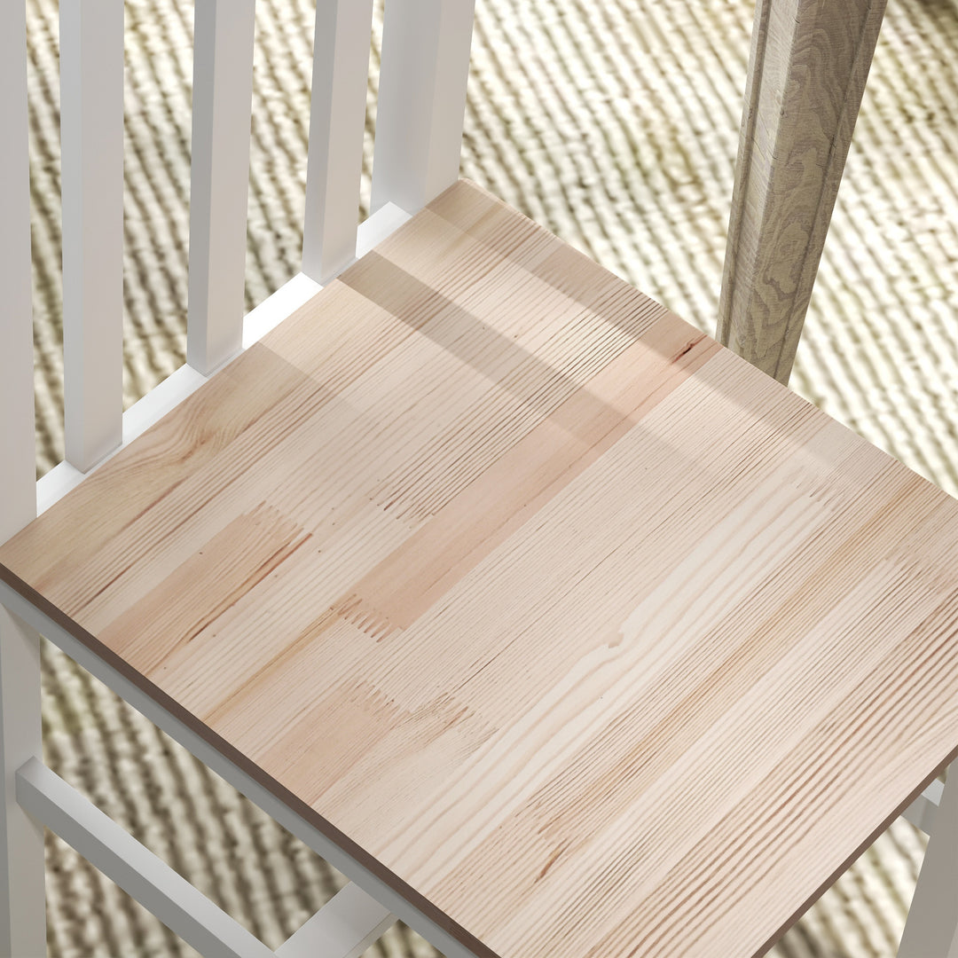 Sæt med 4 køkken-spisestole, massivt træ, moderne design, 38,5 cm x 47,5 cm x 99 cm, naturlig