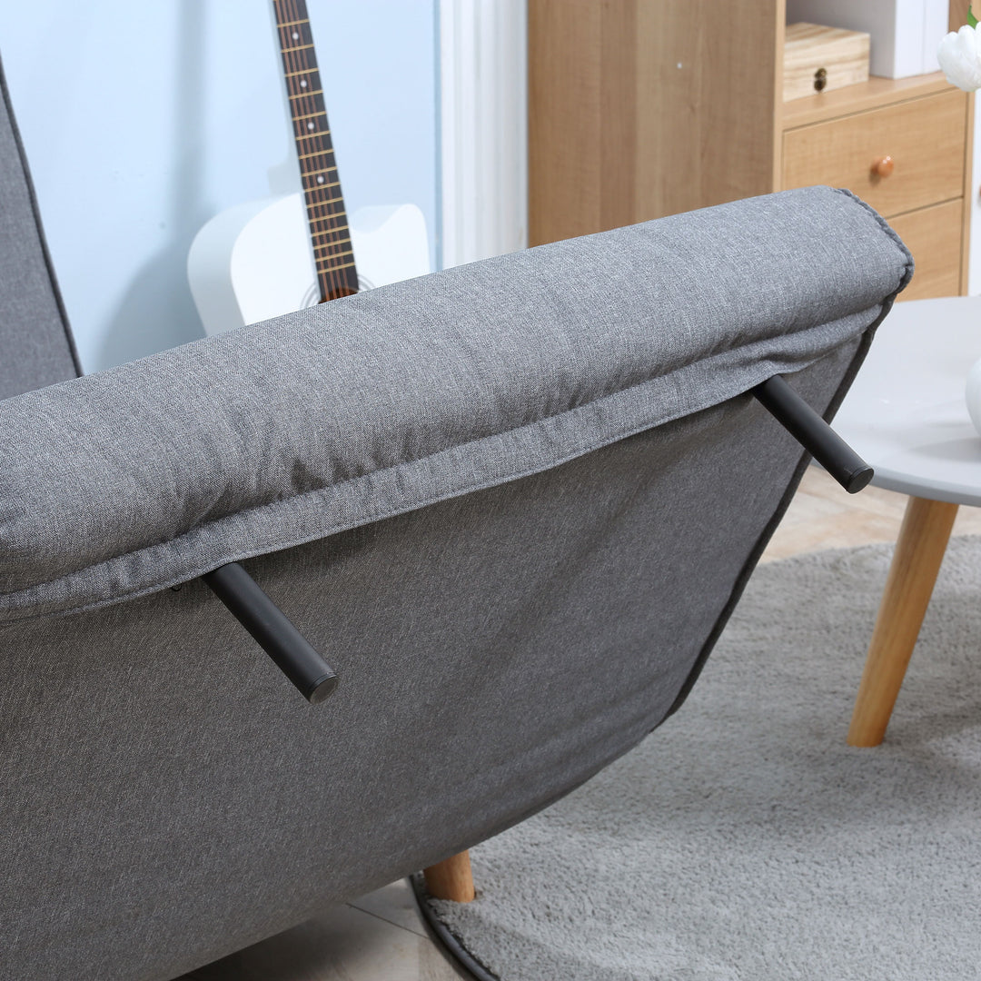 Enkelt sovesofa sovesofa foldsofa justerbar ryglæn liggestol nordisk skandinavisk 25d skum hushør imiteret grantræ grå 94 x 78 x 80 cm