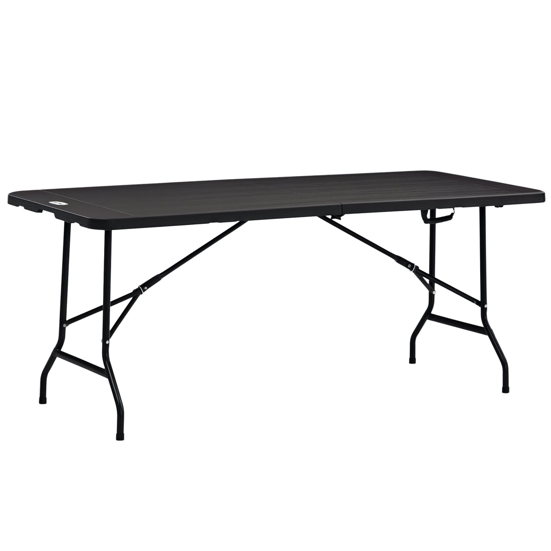 Udendørsbord, havebord, til 6 personer, foldbart, trælook, mørkegrå, 180 x 75,5 x 73 cm