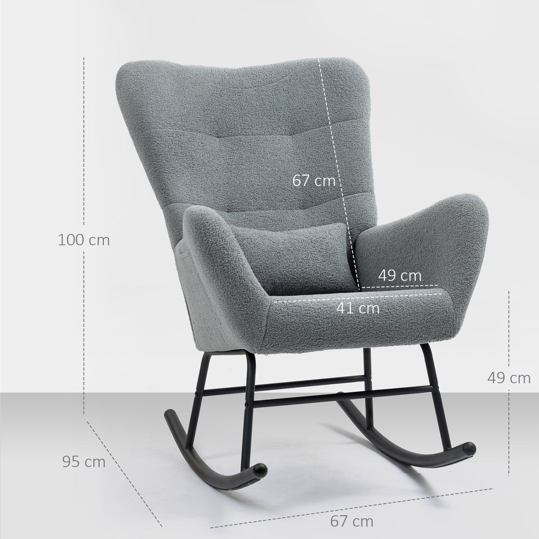 Gyngestol, blødt betræk, lændehynde, skridsikker, op til 120 kg, grå