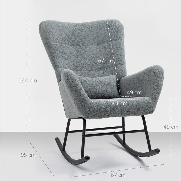 Gyngestol, blødt betræk, lændehynde, skridsikker, op til 120 kg, grå