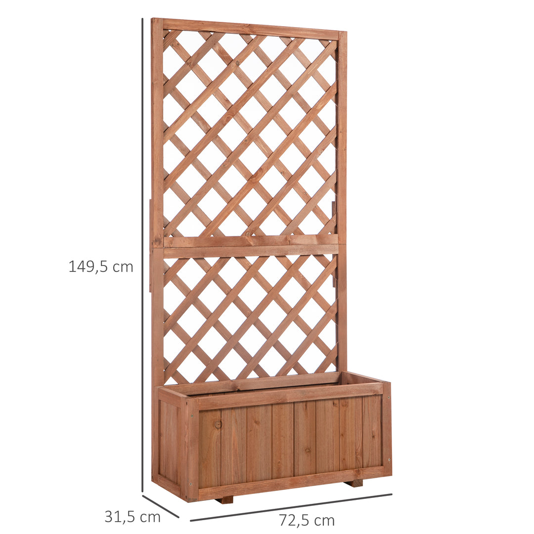 Hævet plantekasse med espalier, espalierplantekasse, træblomsterkasse, 72,5x31,5x149,5 cm til have, altan, terrasse, blomsterpotte til klatreplanter, blomster, orange
