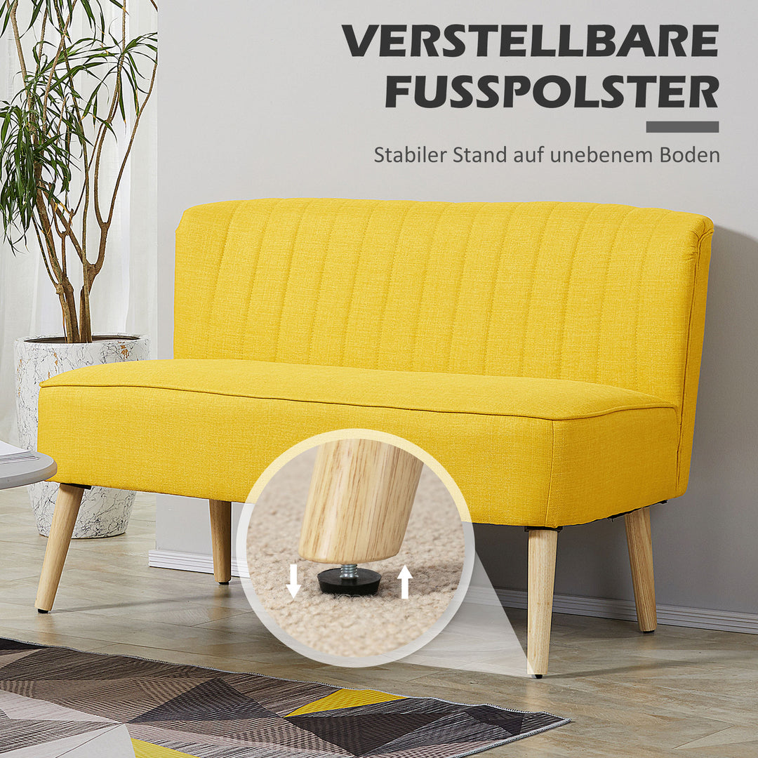 2-Personers sofa, blød polstring, letplejeligt betræk, op til 150 kg, 117 x 56,5 x 77 cm, gul