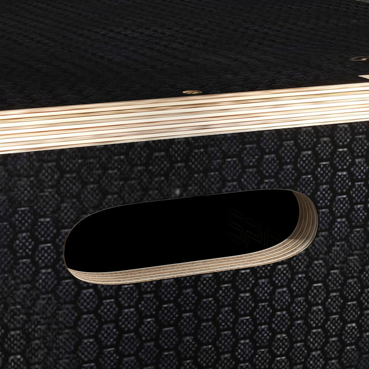 Plyo-boks/springboks, robust, 76x61x51 cm, sort, håndtag 10x3,5 cm, op til 120 kg
