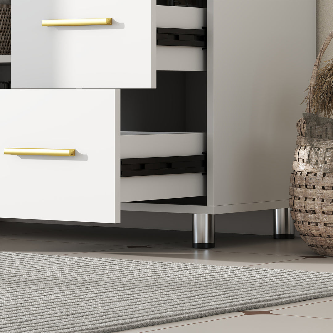 Badeværelsesskab, 3-etagers design, MDF, spånplade, hvid