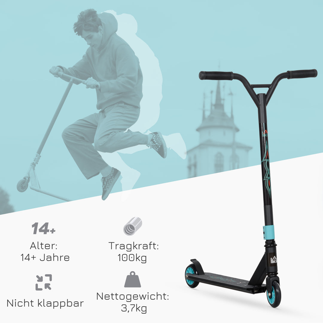 Pro stunt løbehjul, løbehjul til freestyle tricks, aluminium, metal, syntetisk læder, til børn og voksne, grøn