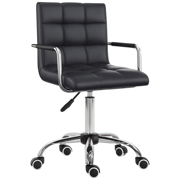 Retro kontorstol højdejusterbar 5 hjul 52,5 cm x 54 cm x 99 cm sort
