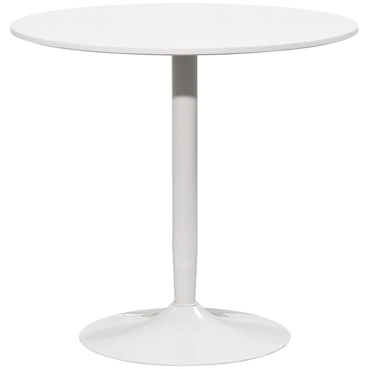 Spisebord til 2 personer, rund bordplade 80 cm, mdf og stål, skridsikker, hvid, 75h cm