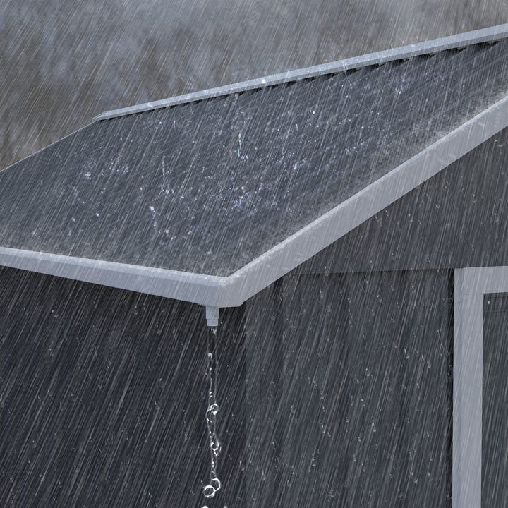 Haveskur, metalredskabsskur, dobbeltdør, vindue, 259x172x222 cm, grå/hvid