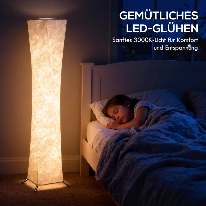 Gulvlampe med papirskærm, fodkontakt, 3 lysstyrkeniveauer, hvid