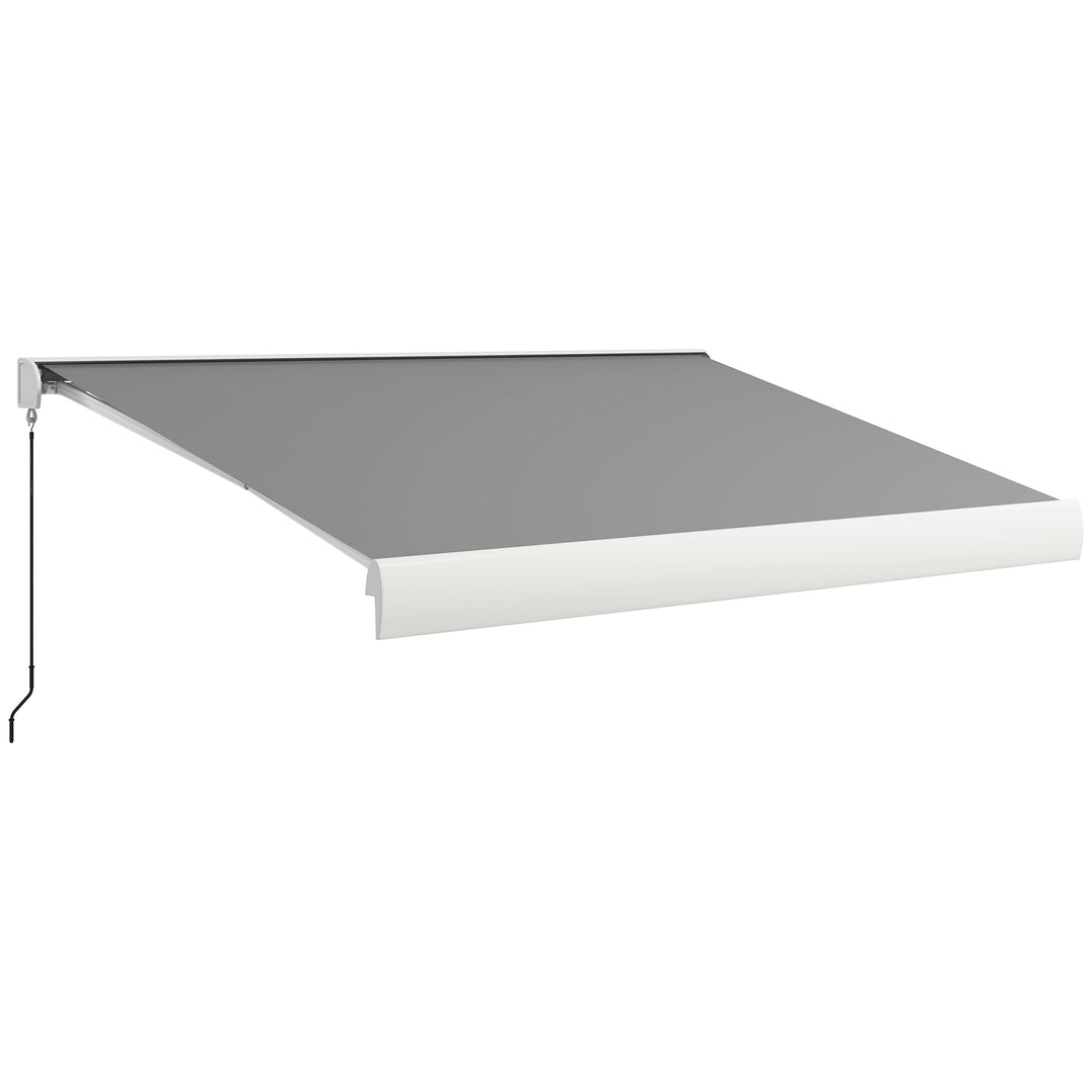 Markise, elektrisk/manuelt udtrækkelig, fuld kassette, fjernbetjening, aluminiumsramme, 4 x 3 m, lysegrå