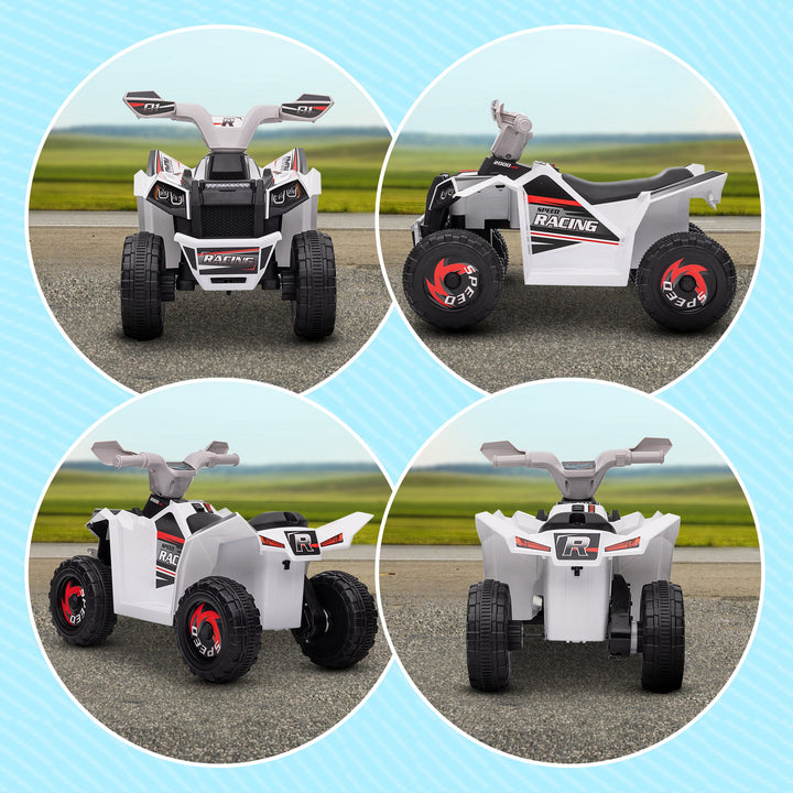 Elektrisk børne-atv, 2,5 km/t, frem- og bakgear, til 18-36 måneder, hvid