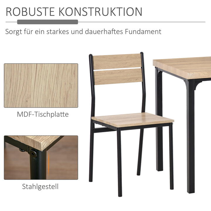 3-Delt spisebord køkkenbord med stole sæt naturtræ + sort med 1 bord + 2 stole