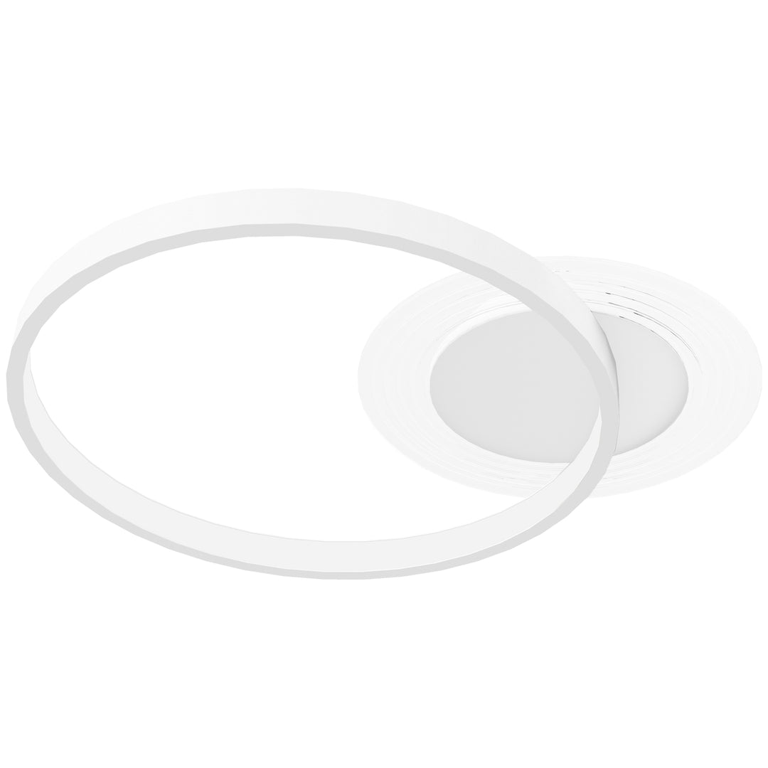 Loftlampe, loftslampe med design med to ringe, rund 50 x 40 x 7,4 cm, hvid