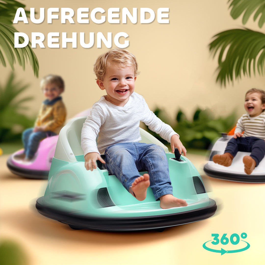Kofangerbil, 360° rotation, 2 km/t hastighed, sikkerhedssele, led-lys, musik og horn, grøn