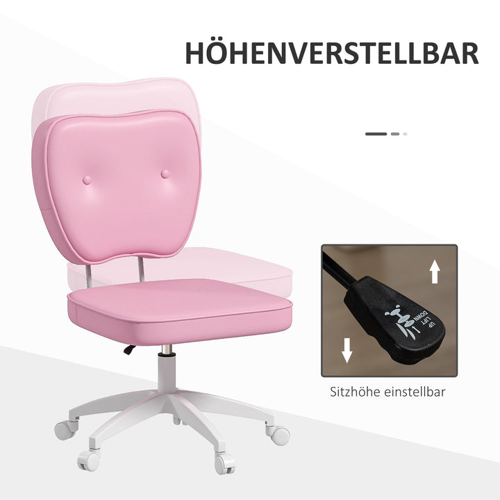Kontorstol uden armlæn, højdejusterbar, drejelig, op til 120 kg, kunstlæder, pink