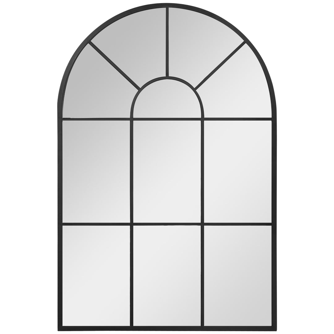 Vinduesspejl med metalramme, 91 cm x 2 cm x 60 cm, sort