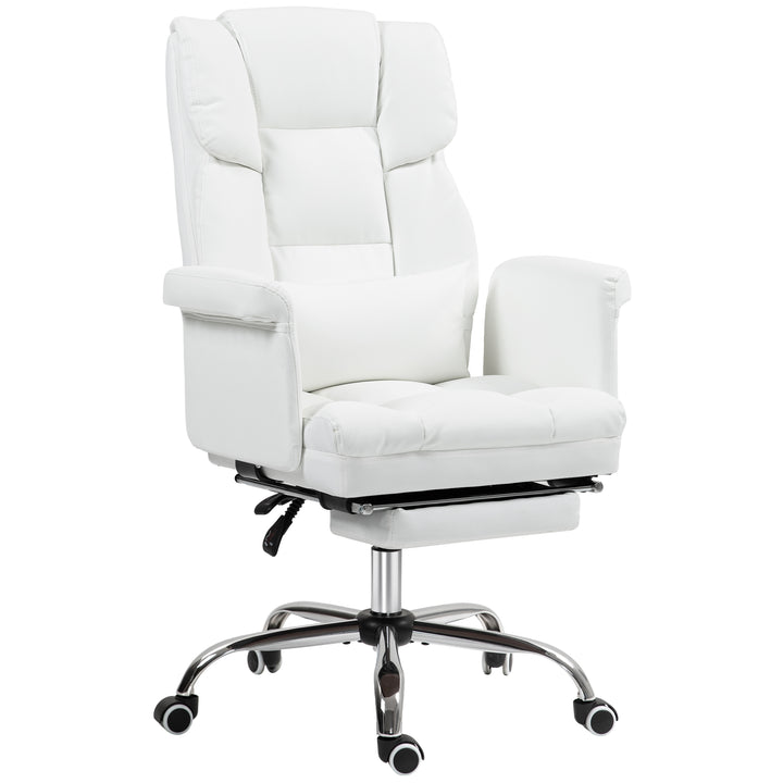 Ergonomisk kontorstol, højdejusterbar 48-56 cm, ryglæn med hvilefunktion, fodstøtte, hvid