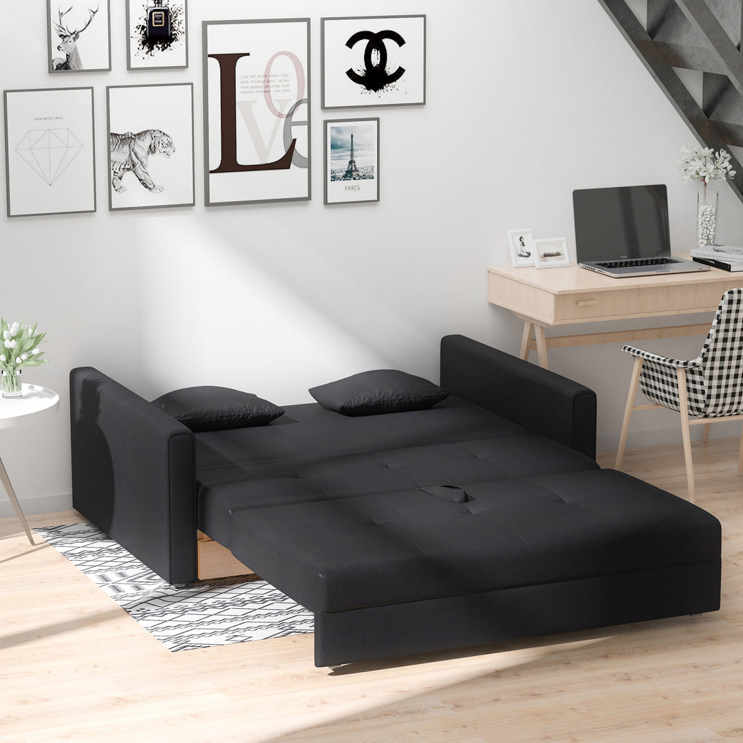 2-Personers sovesofa med skjult opbevaring, polycotton, mørkegrå