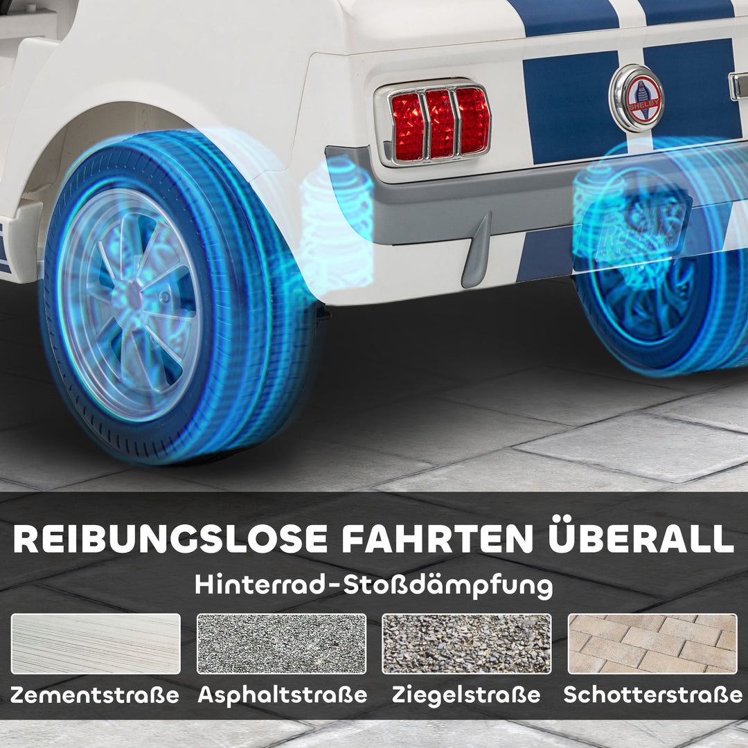Elbil til børn 12v børnebil med 2,4 ghz fjernbetjening, 2 motorhorn, led, musik hvid