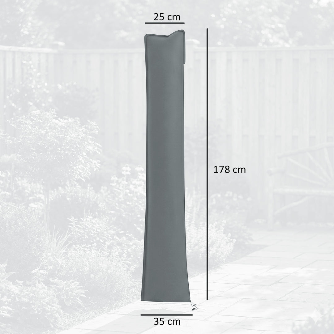 Paraplyovertræk til haveparasol, vejrbestandigt, lynlås, Oxford polyester, 178 cm, grå