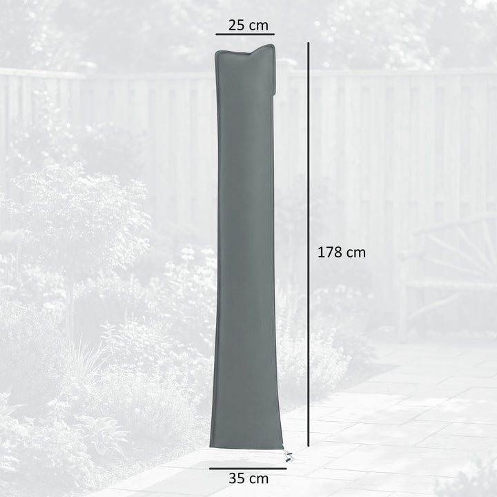 Paraplyovertræk til haveparasol, vejrbestandigt, lynlås, Oxford polyester, 178 cm, grå