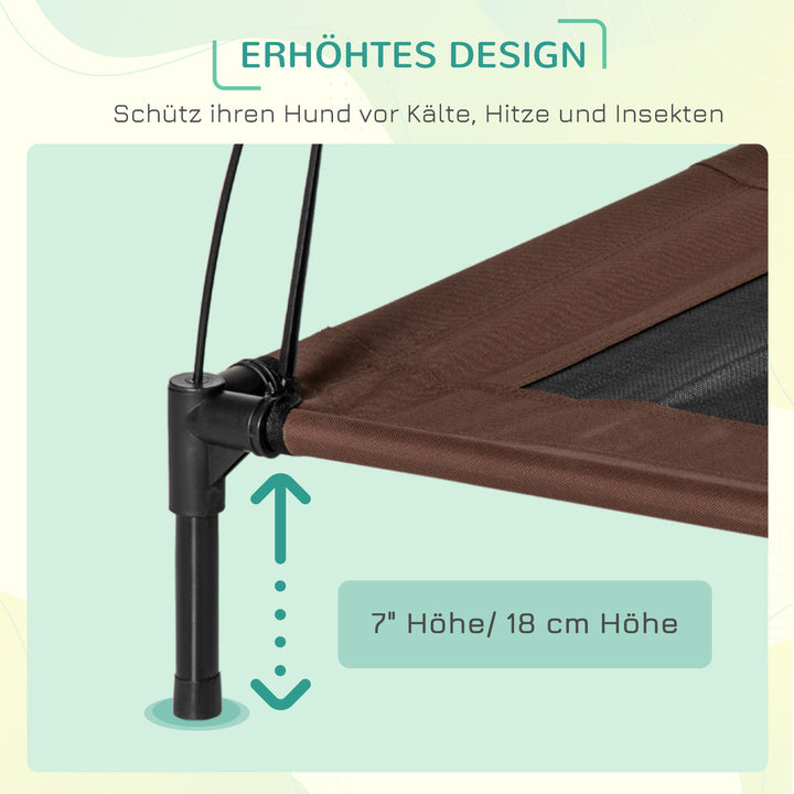 Forhøjet hundeseng med baldakin, kæledyrsseng, udendørs hundeliggestol med tag, åndbar, taffetastof til camping, kaffe, 76 x 61 x 73 cm