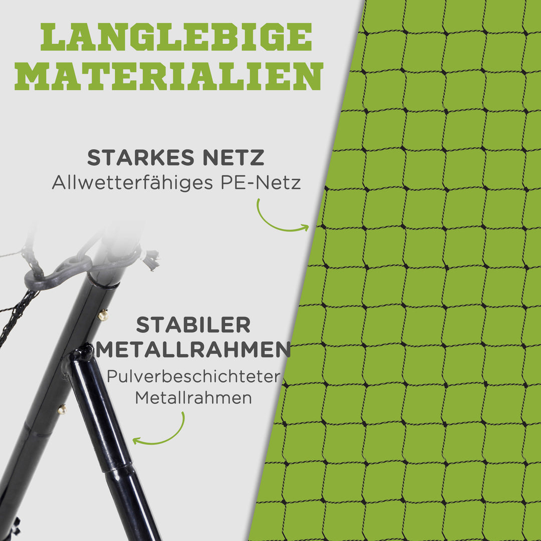 Baseball rebound net, vejrbestandigt, metalramme, grøn hitting zone, 174h x 123b x 90d cm