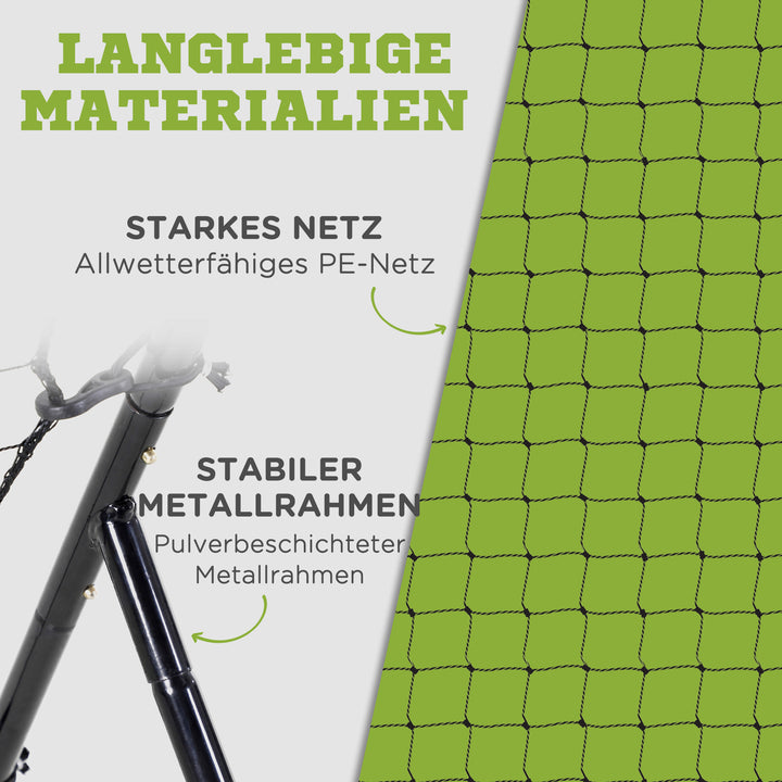 Baseball rebound net, vejrbestandigt, metalramme, grøn hitting zone, 174h x 123b x 90d cm