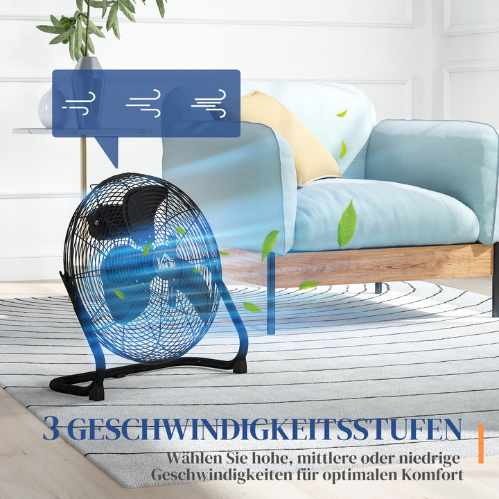 Elektrisk bordventilator med 4 hastighedsindstillinger, 120° justerbar vinkel, sort