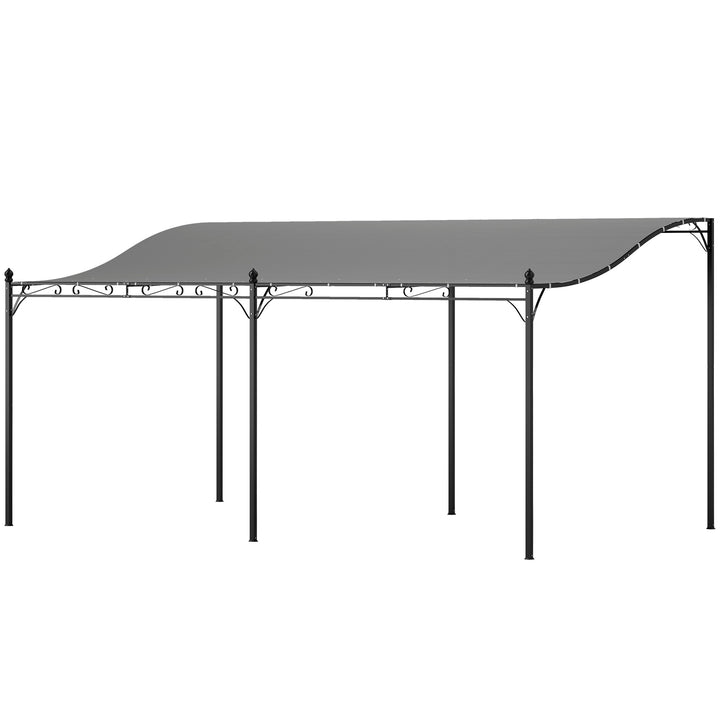 3 X 5 m pergola, fleksibelt havetag med vandtæt presenning og metalramme, skygge, mørkegrå
