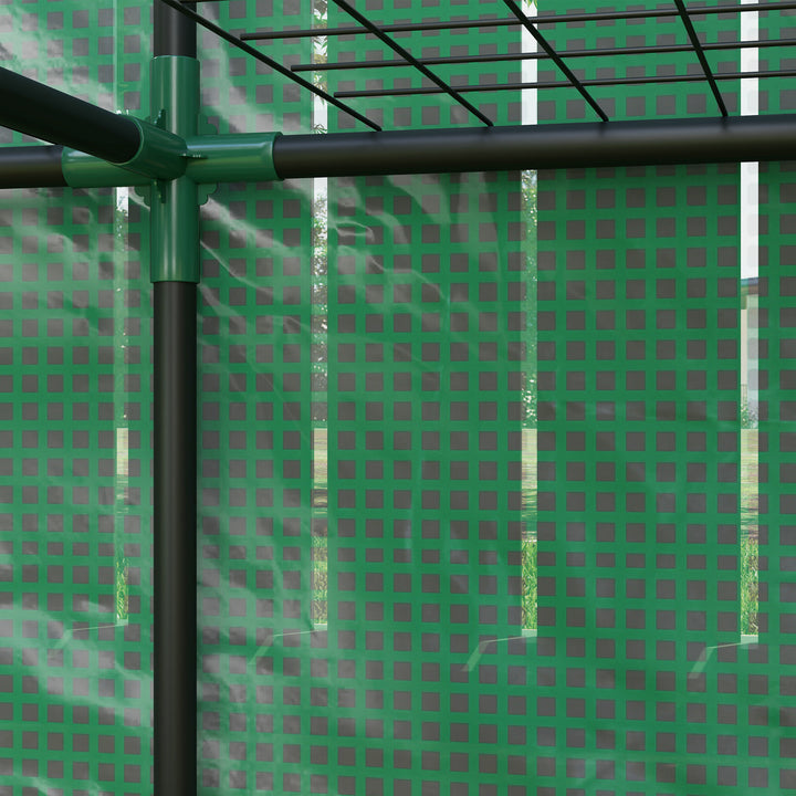 Minidrivhus med 3-lags hylder, plastikdæksel, uv-bestandig, bærbar, rulledør, 144 x 48 x 152 cm, grøn