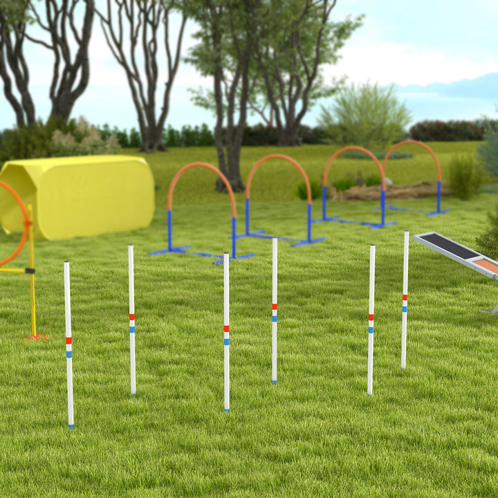 Agility set hunde 6-delt agilityudstyr til hundetræning foldbart forhindringssæt med 6 slalomstave bæretaske træningstilbehør koordinationstræning agilitysæt til spiltræning