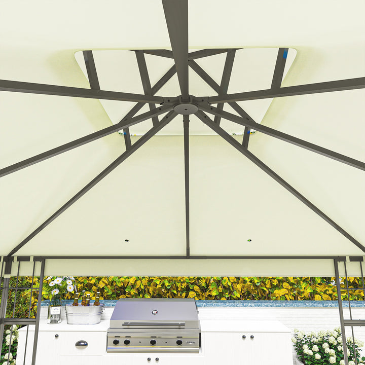 3 X 3 m havepavillon, 2-lags tagdesign, uv30+ beskyttelse, uv-resistent, solskærm, metalramme, cremehvid