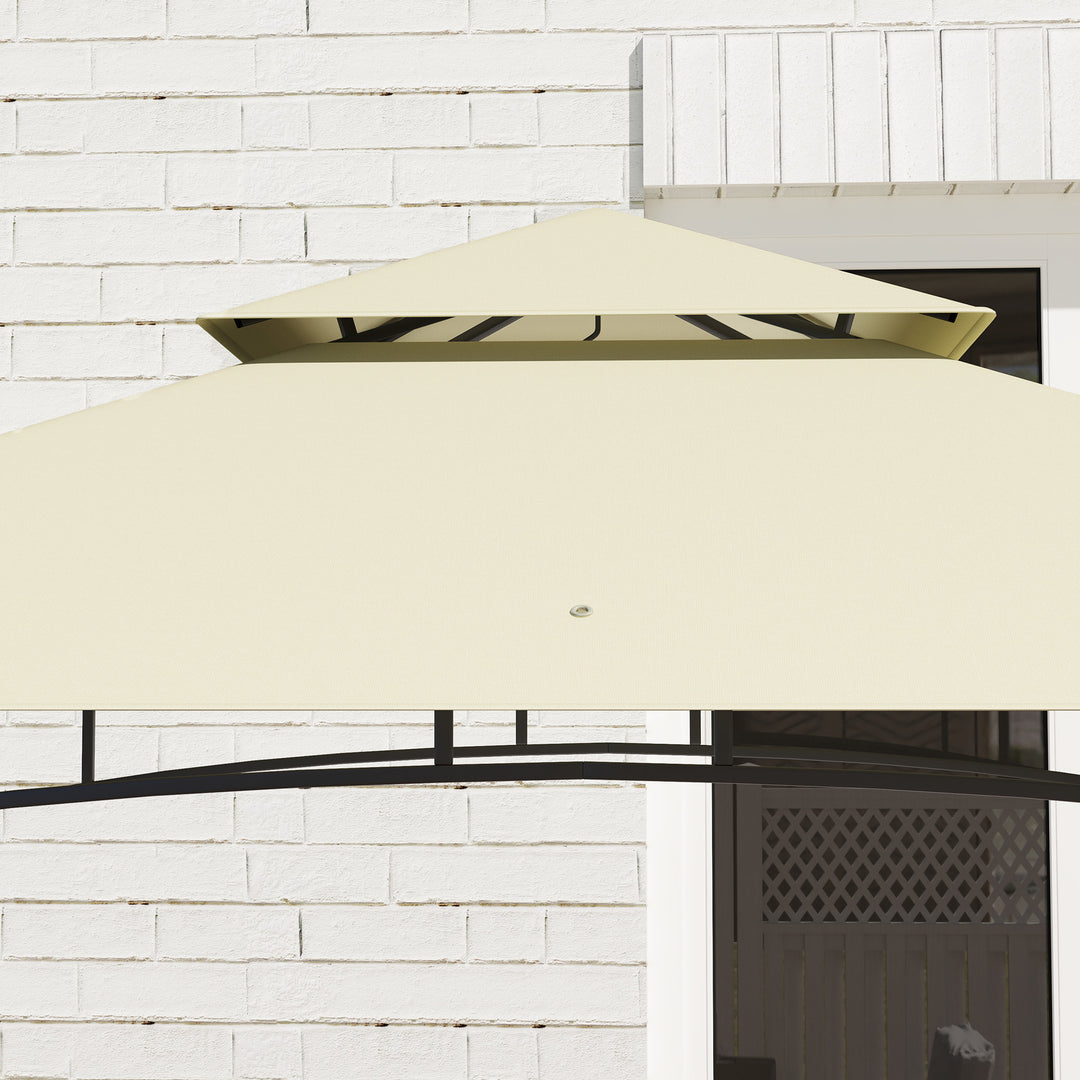 Grilltelt, bbq-telt, havepavillon med 2 hylder, opbevaringskurve, kroge, til terrasse, beige