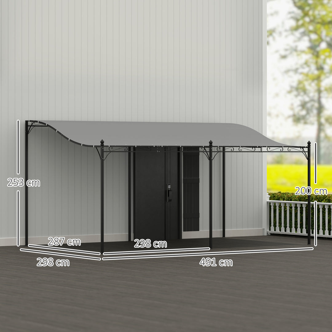 3 X 5 m pergola, fleksibelt havetag med vandtæt presenning og metalramme, skygge, mørkegrå