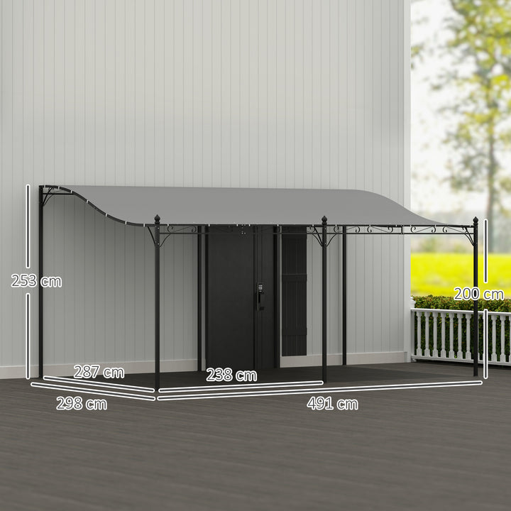 3 X 5 m pergola, fleksibelt havetag med vandtæt presenning og metalramme, skygge, mørkegrå