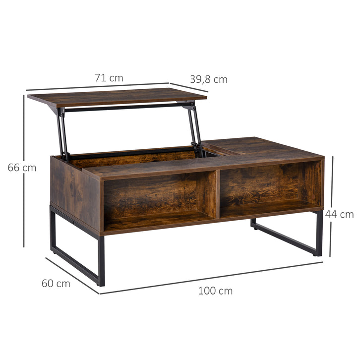 Sofabord stuebord sofabord med højdejusterbar bordplade spånplade brun 100 x 60 x 44 cm